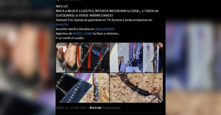 Samuel Francisco García, guionista de TV Azteca, arrestado por asesinar a mujer a golpes