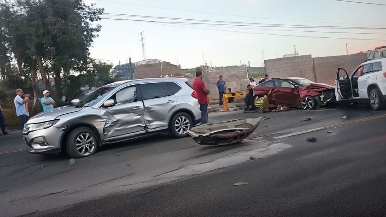 Se registra aparatoso choque múltiple en Nogales; hay varias lesionados y autos dañados