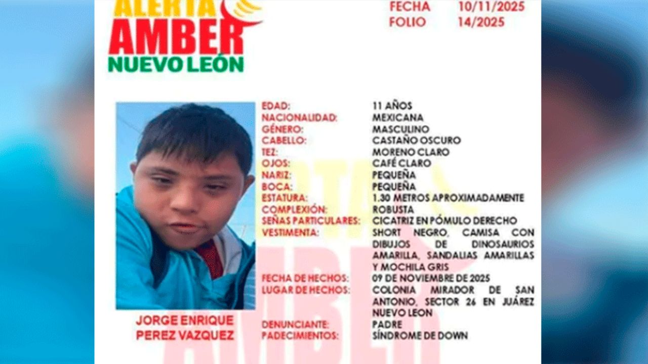 Nuevo León: Activan Alerta Amber en Juárez por niño con síndrome de Down que se encuentra desaparecido