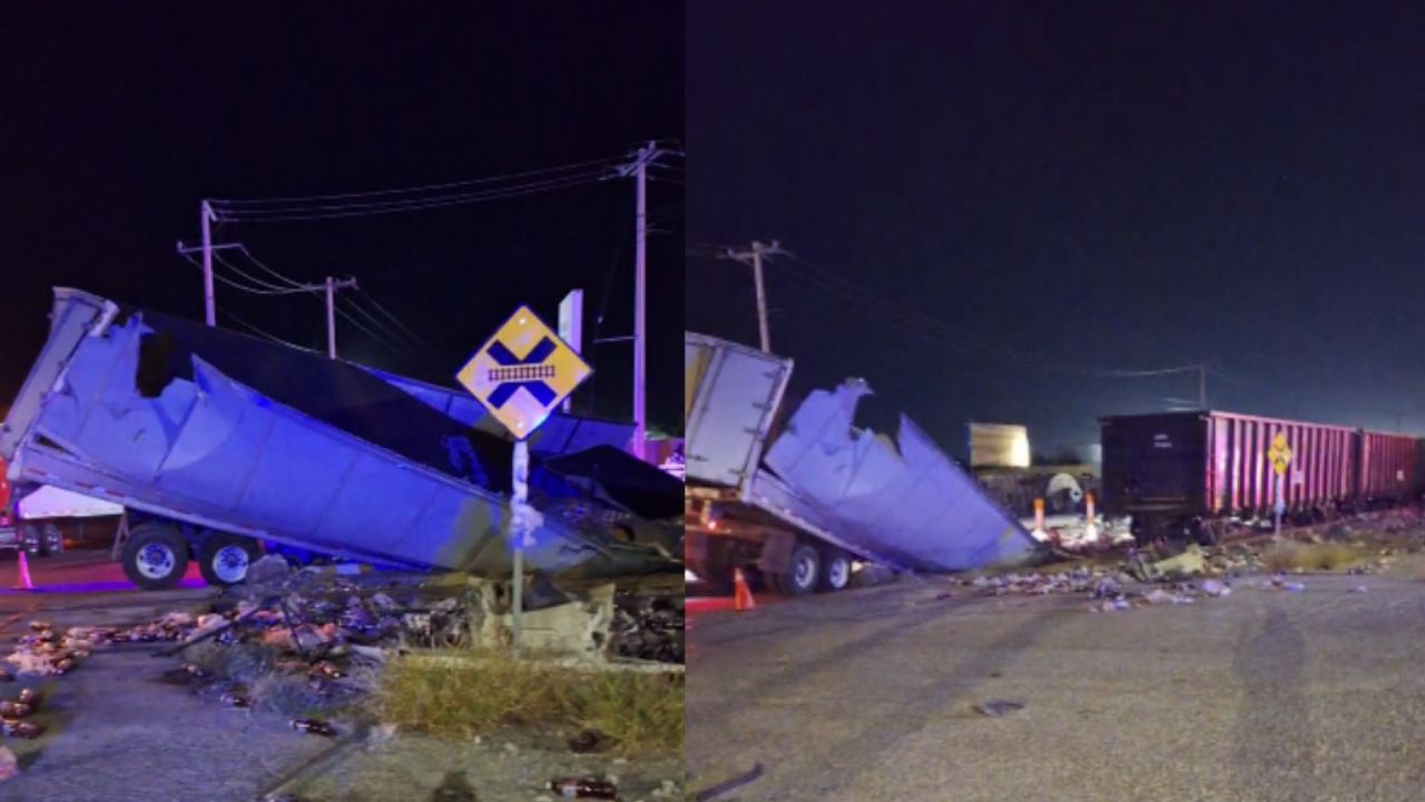 FOTOS: Tráiler queda PARTIDO EN DOS tras ser arrollado por el tren cerca de la presa Abelardo L. Rodríguez en Hermosillo