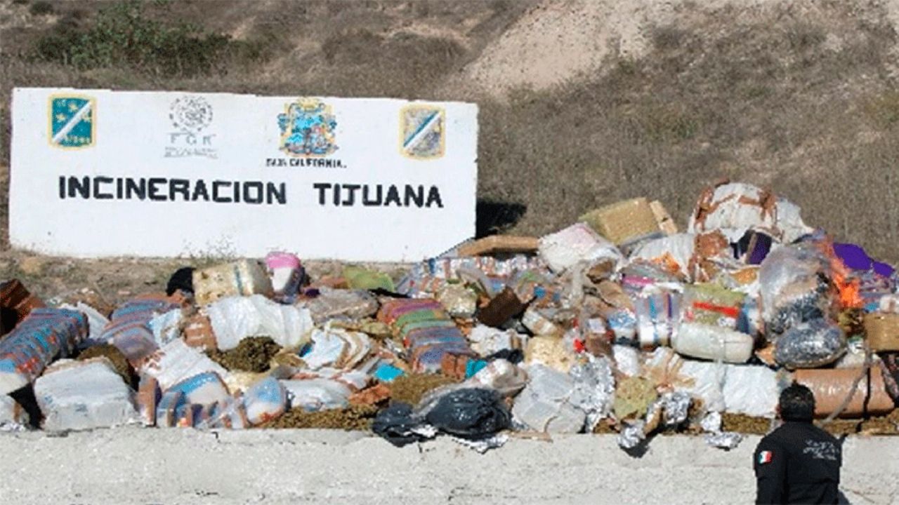 Tijuana: FGR incinera más de seis toneladas de drogas, entre marihuana, metanfetamina y otras sustancias