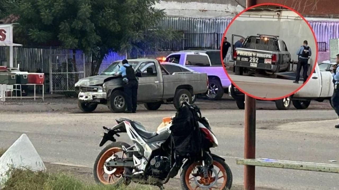 Iba a un Código Rojo: Patrulla protagoniza choque y derriba portón al sur de Ciudad Obregón