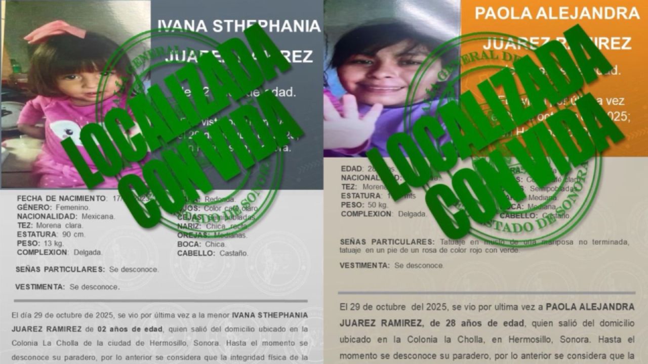 FGJES localiza sanas y salvas a madre e hija en Hermosillo; familia temía riesgos por su adicción