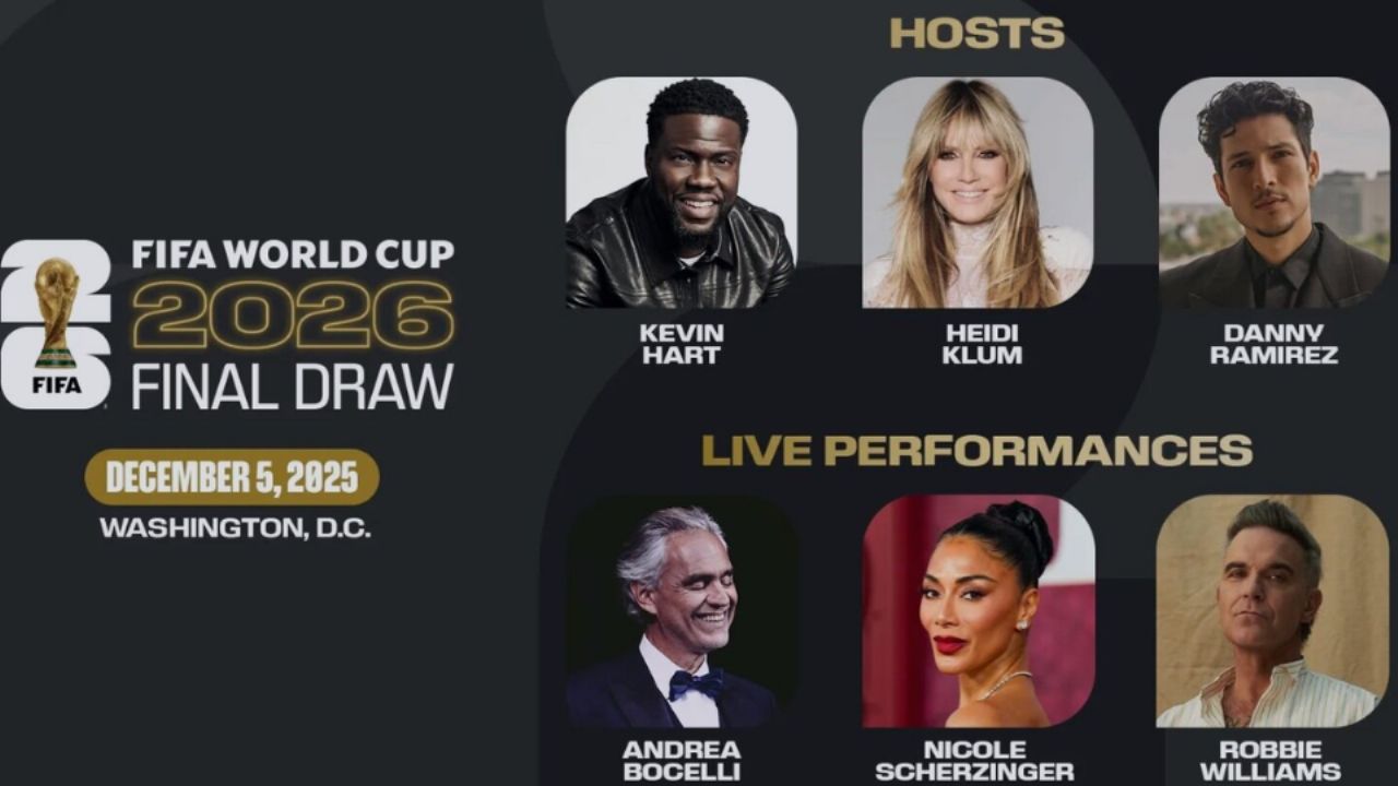 Andrea Bocelli, Robbie Williams y Nicole Scherzinger encabezarán la gala del sorteo del Mundial 2026