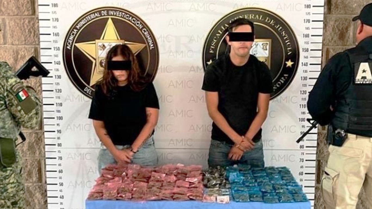 Sorprenden a pareja con más de 300 dosis de narcóticos y dinero en efectivo en Hermosillo