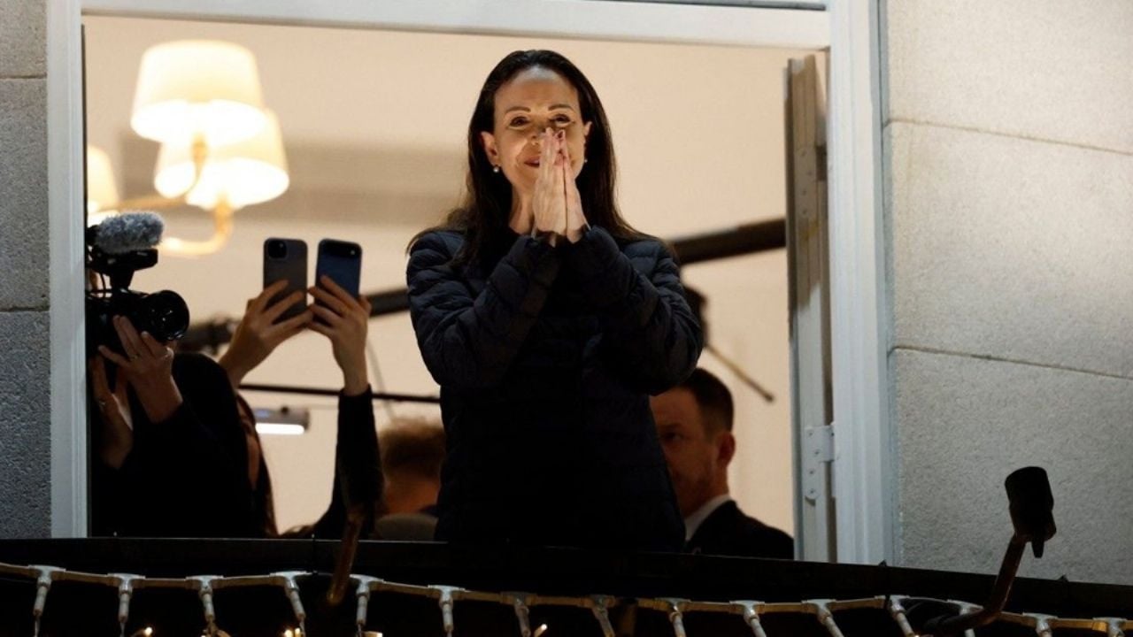 VIDEO: María Corina Machado reaparece en público desde Noruega tras ganar Nobel de la Paz