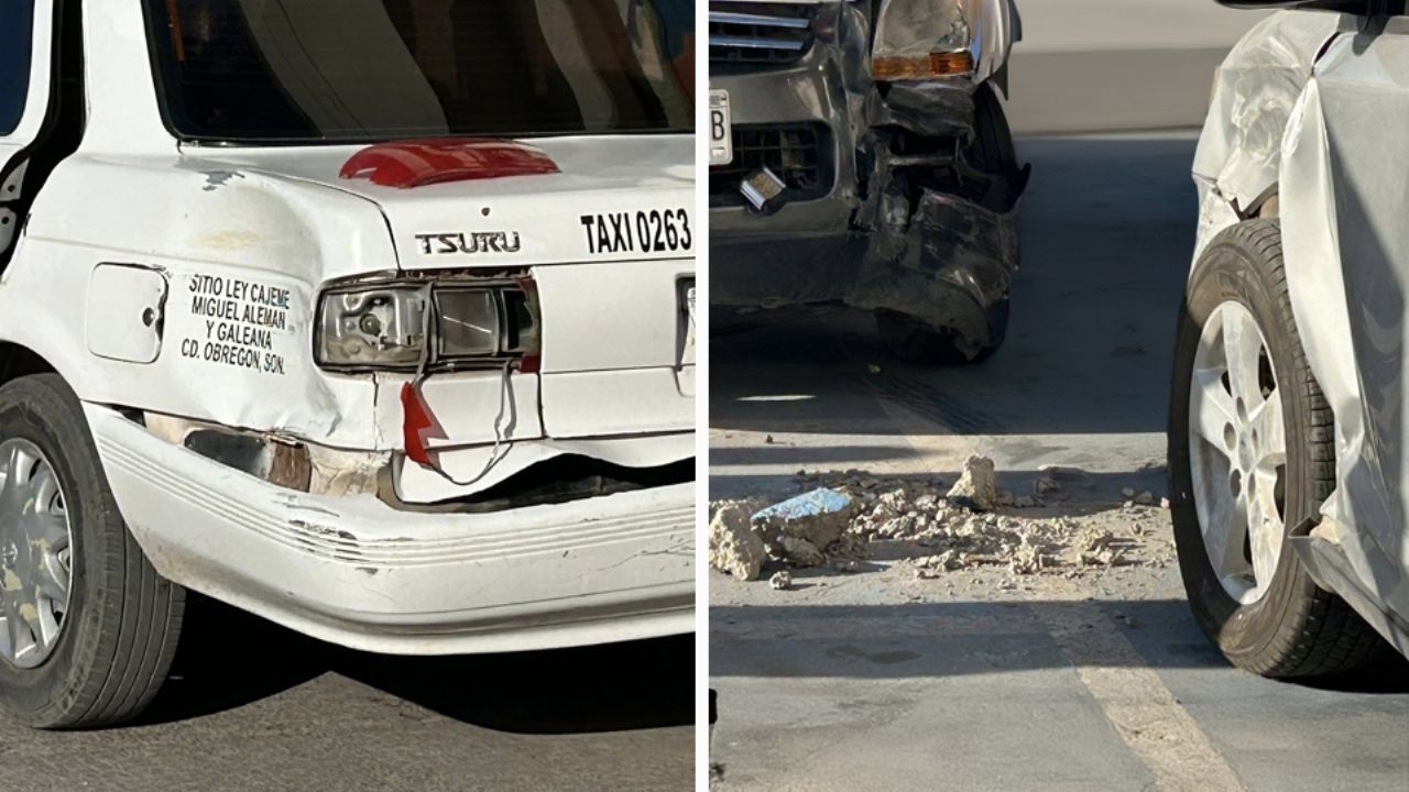 Camioneta causa carambola y lesiona a adulta mayor en estacionamiento de Ciudad Obregón