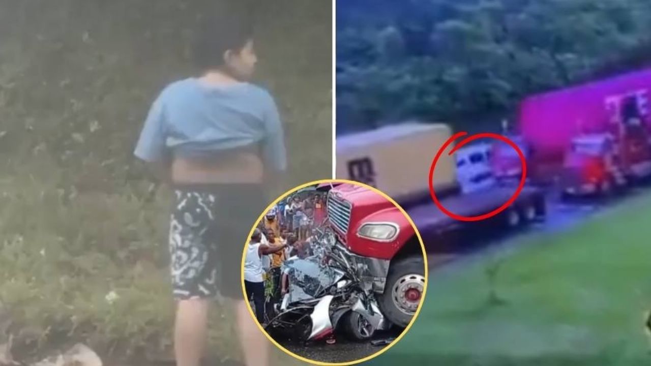 VIDEO: Niño se baja a orinar y mira a sus papás morir aplastados por un tráiler en Colombia