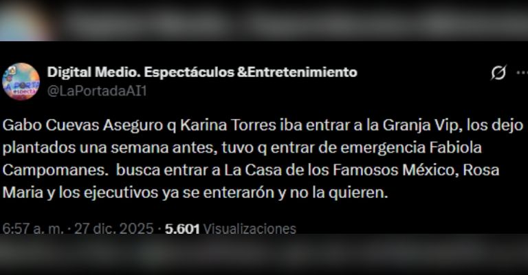 Karina Torres sería vetada de La Casa de los Famosos México