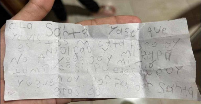 Niña de Ciudad Obregón escribe carta a Santa Claus para pedir el regreso de su padre y su tío desaparecidos