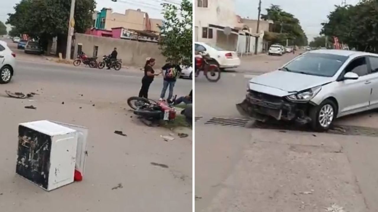 Iba en su motocicleta: Repartidor de plataforma resulta herido tras chocar en Ciudad Obregón