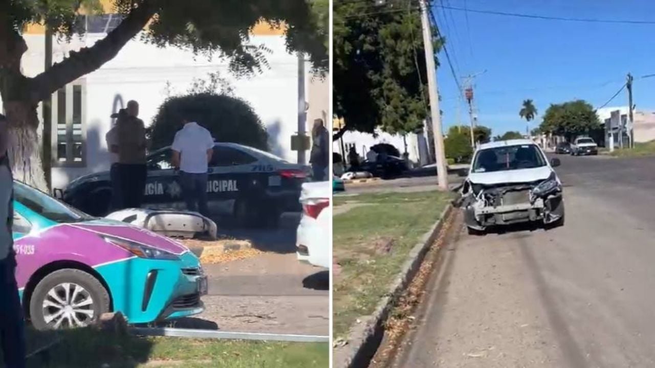 Un aparatoso accidente en la zona norte de Ciudad Obregón deja considerables daños materiales