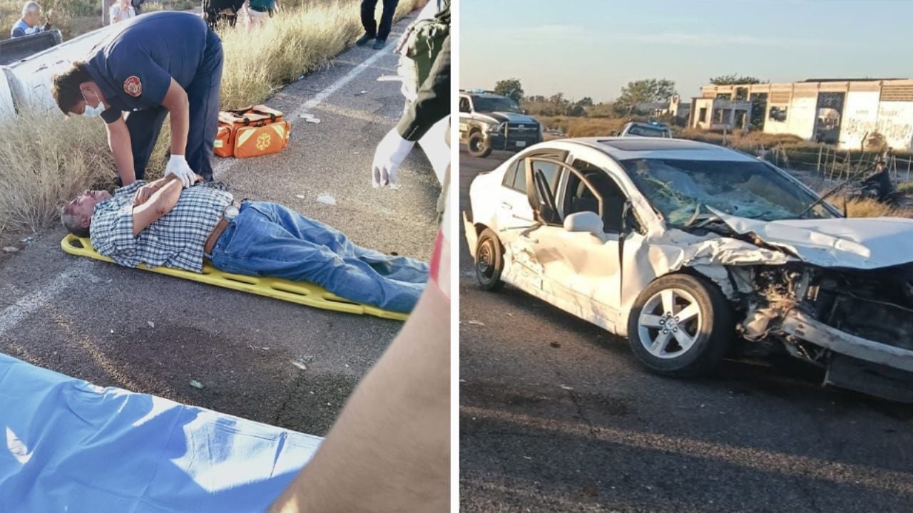 Aparatoso accidente en Huatabampo: Choque de dos vehículos deja tres personas lesionadas