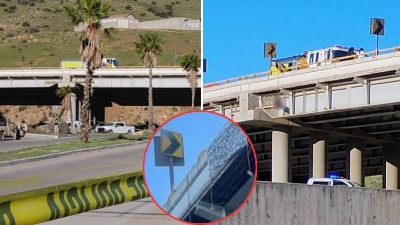 Encuentran cuerpo colgado en un puente de Tijuana junto a narcomanta firmada por el CJNG