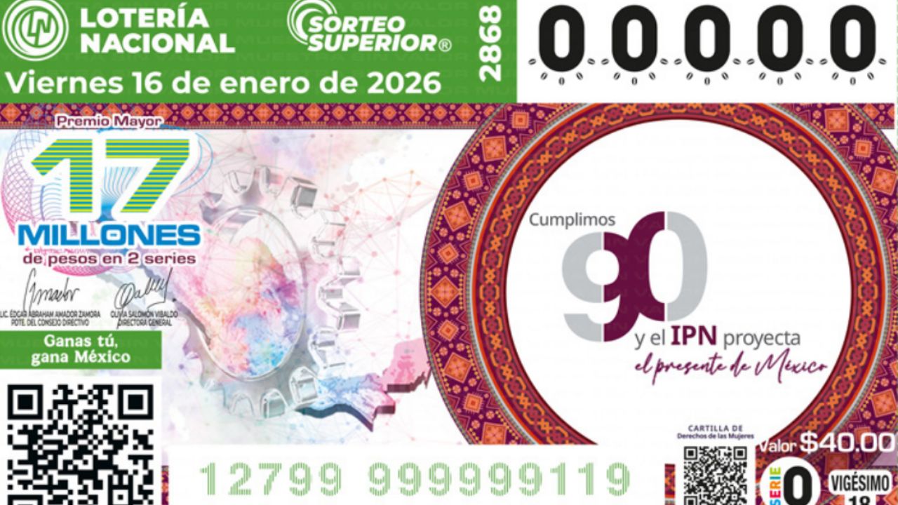 Lista COMPLETA de GANADORES del Sorteo Superior No. 2868 de la Lotería Nacional HOY viernes 16 de enero