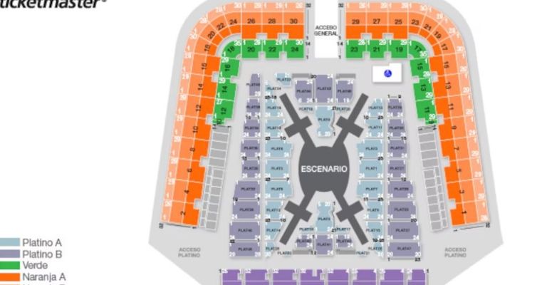 Así es la distribución oficial para ver a BTS el 7, 9 y 10 de mayo en el Estadio GNP. (Ticketmaster)