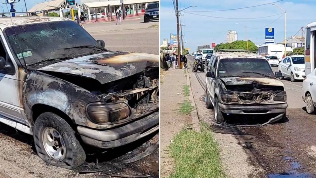 Alarma en Ciudad Obregón: Camioneta incendiada sobre calle Jalisco provoca movilización