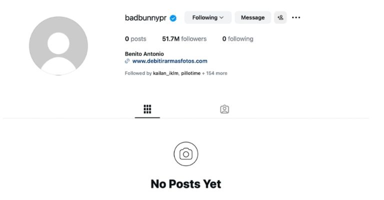 Bad Bunny elimina todo su contenido de Instagram tras el Super Bowl LX