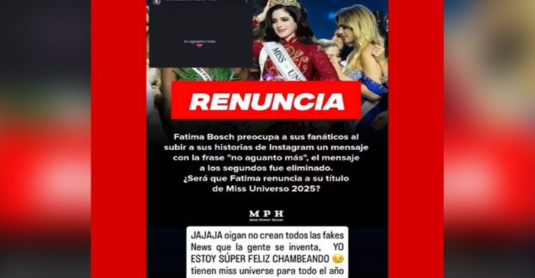 Fátima Bosch revela si es verdad que renunciará a la corona de Miss Universo 2025