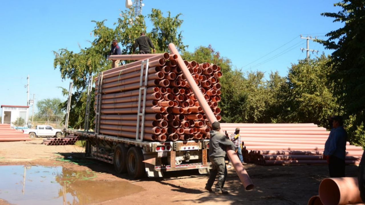 Llegan más de 14 km de tubería para resolver el problema de drenaje colapsado en Navojoa
