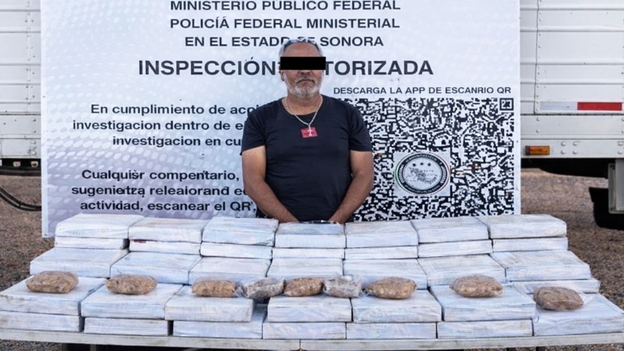 Viajaba con 100 kilos de droga: Detienen a conductor de tráiler en carretera de Caborca