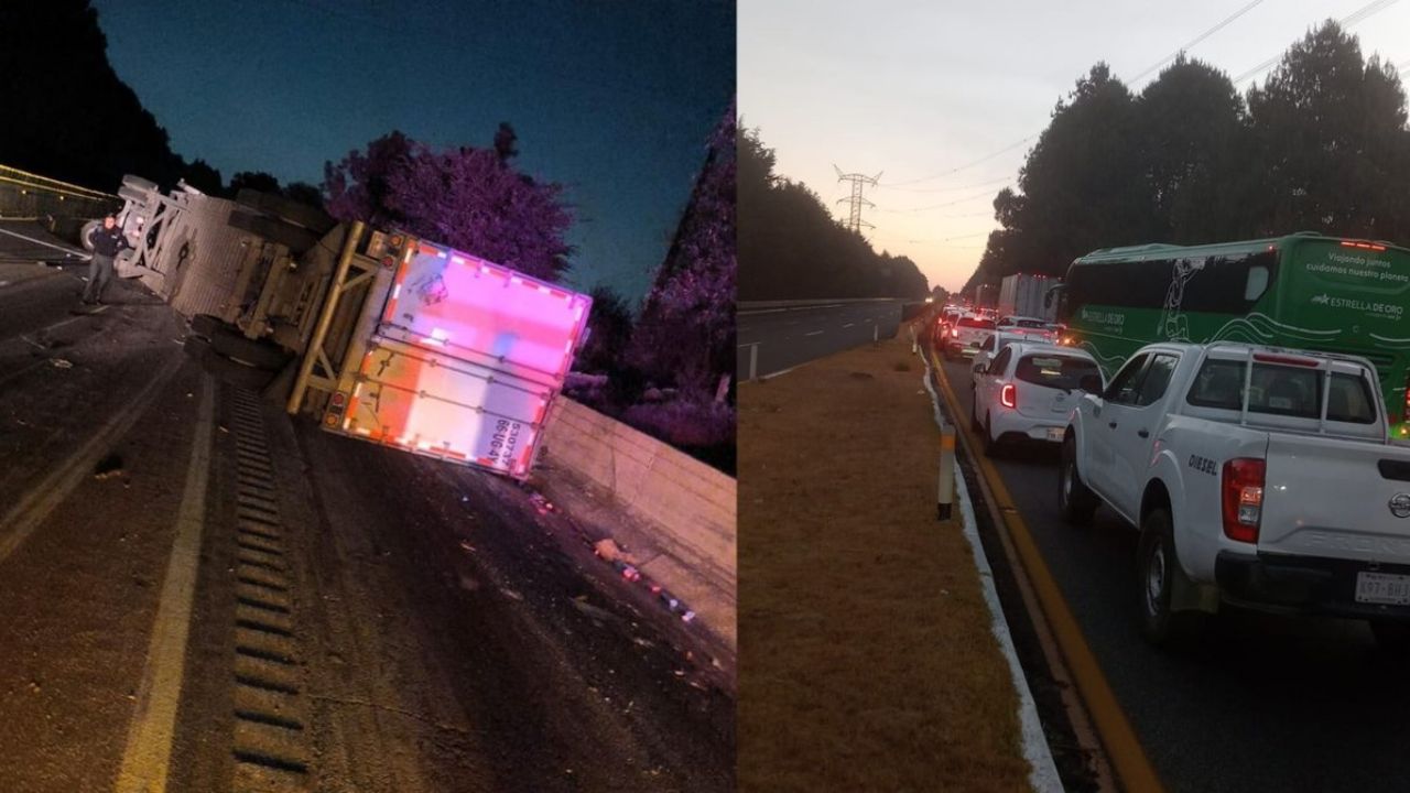 ¿Qué pasa en la México-Cuernavaca HOY? Volcadura de tráiler causa TRÁFICO y moviliza a las autoridades