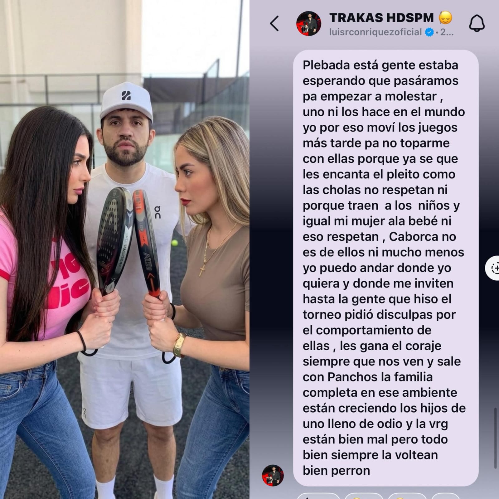 Pleito en Caborca: Luis R. Conriquez responde a su ex por pelear en el pádel con su actual mujer