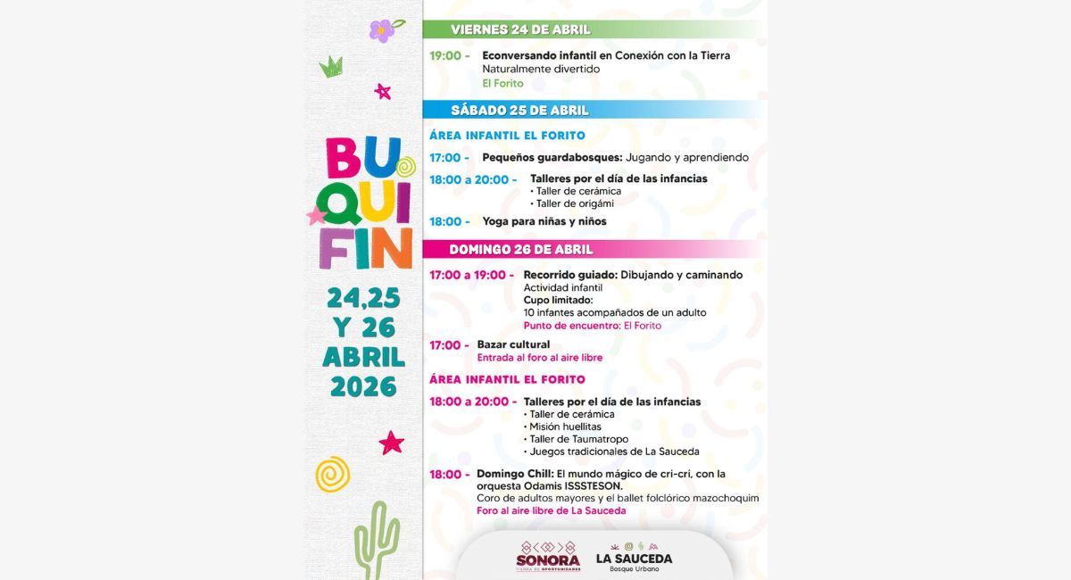 ¡Ven a disfrutar el Buqui Fin! Gobierno de Sonora invita a las familias al Bosque Urbano La Sauceda