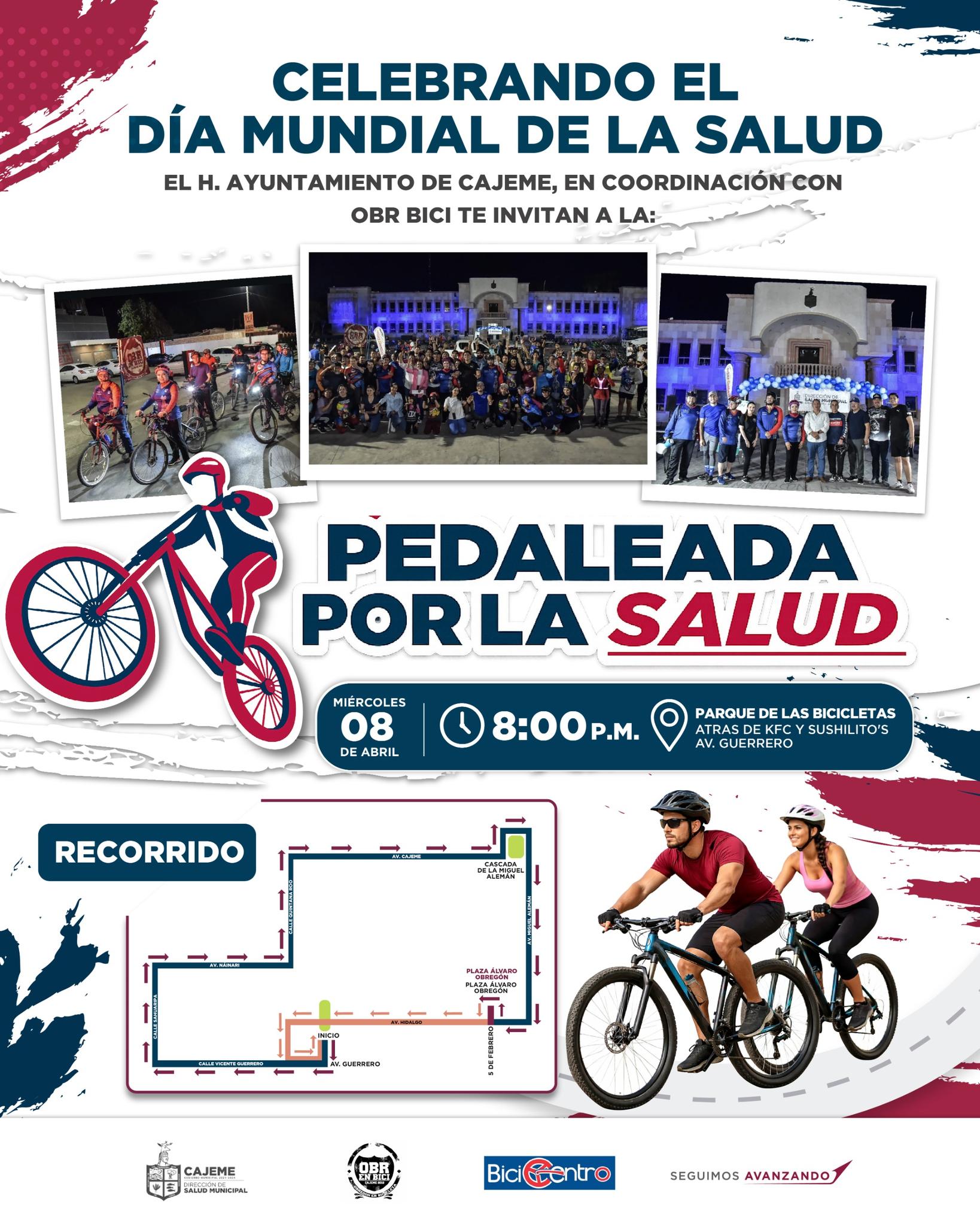 OBR en Bici y Salud Municipal invitan a una Pedaleada Nocturna por la Salud en Cajeme