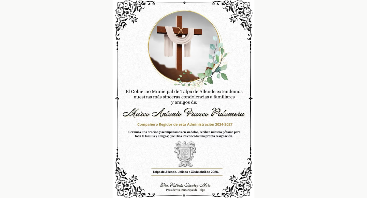 Asesinan a Marco Antonio Franco, regidor de Movimiento Ciudadano en Talpa de Allende