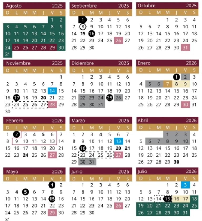 Calendario escolar 2025-2026.