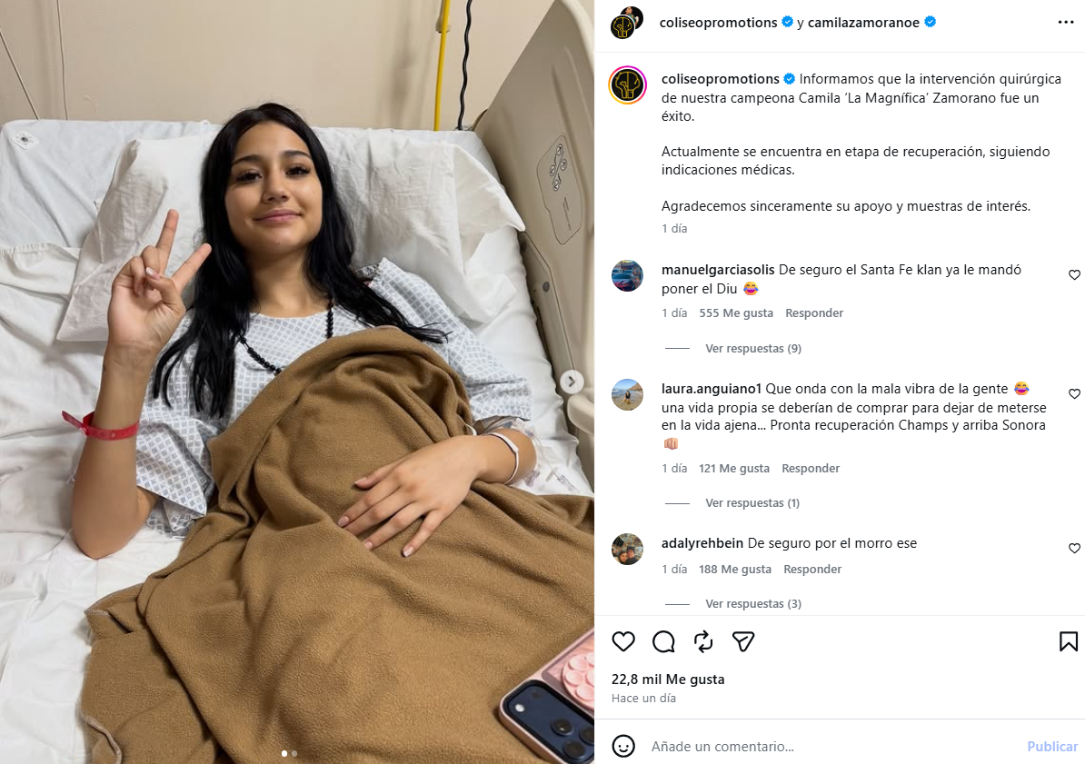 Camila Zamorano salió perfecta de su cirugía