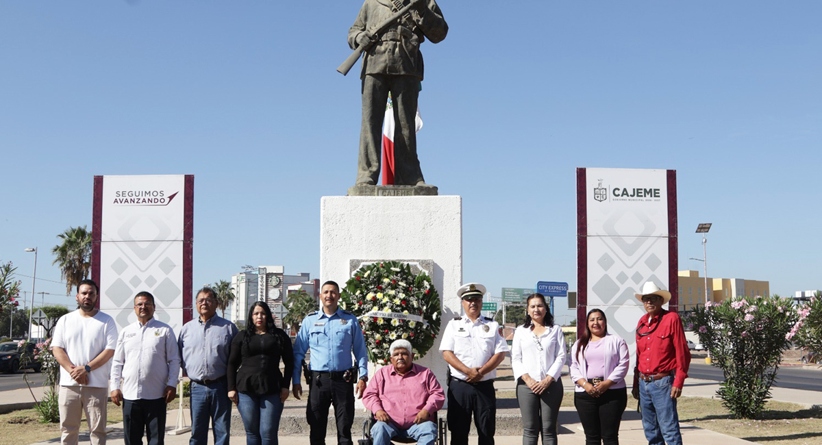 Yaquis y autoridades conmemoran aniversario luctuoso de José María Leyva Pérez 'Cajeme'