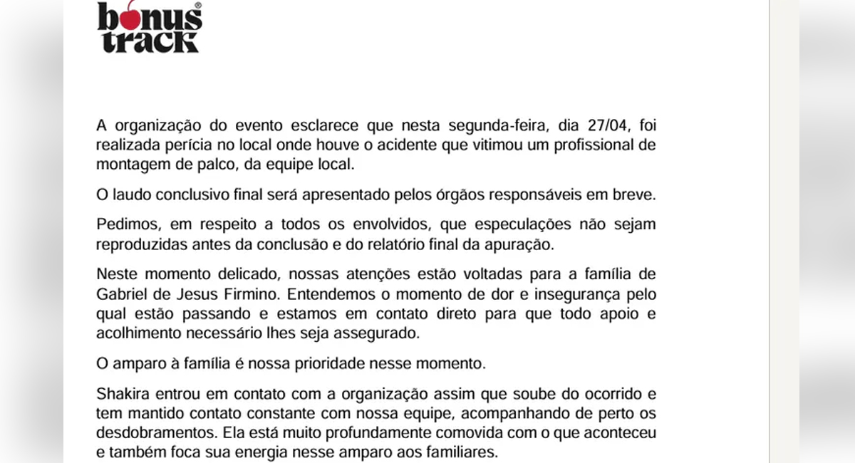 Shakira apoyaría a los familiares del hombre que falleció