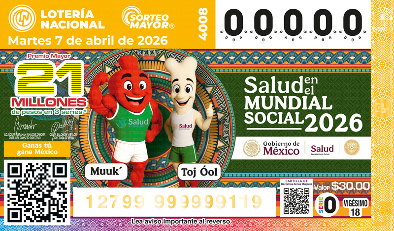 Hoy, martes 7 de abril, juega el Sorteo Mayor número 4008 de la Lotería Nacional