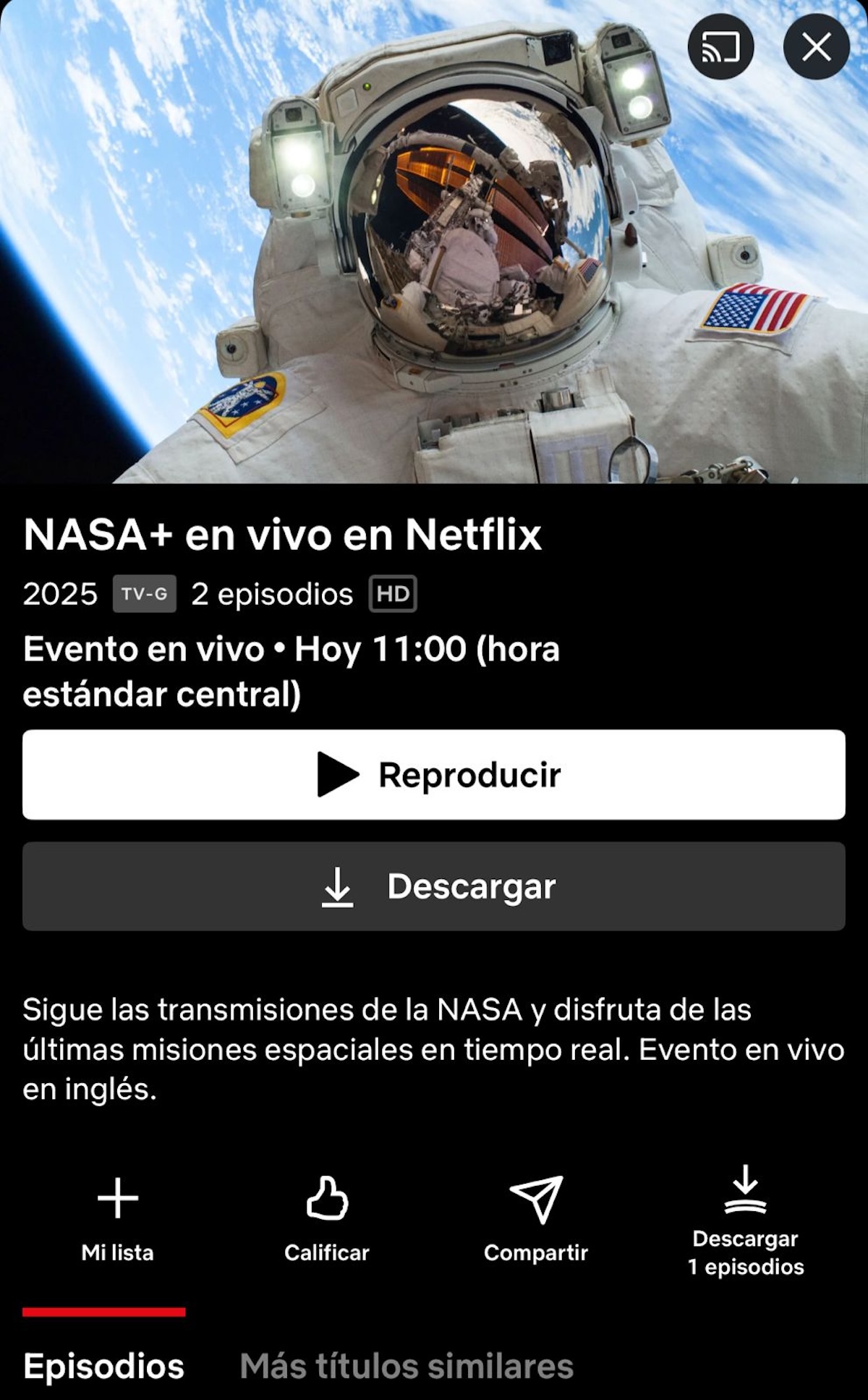 NASA transmitirá Artemis II en Netflix: así puedes ver en vivo el sobrevuelo a la Luna hoy