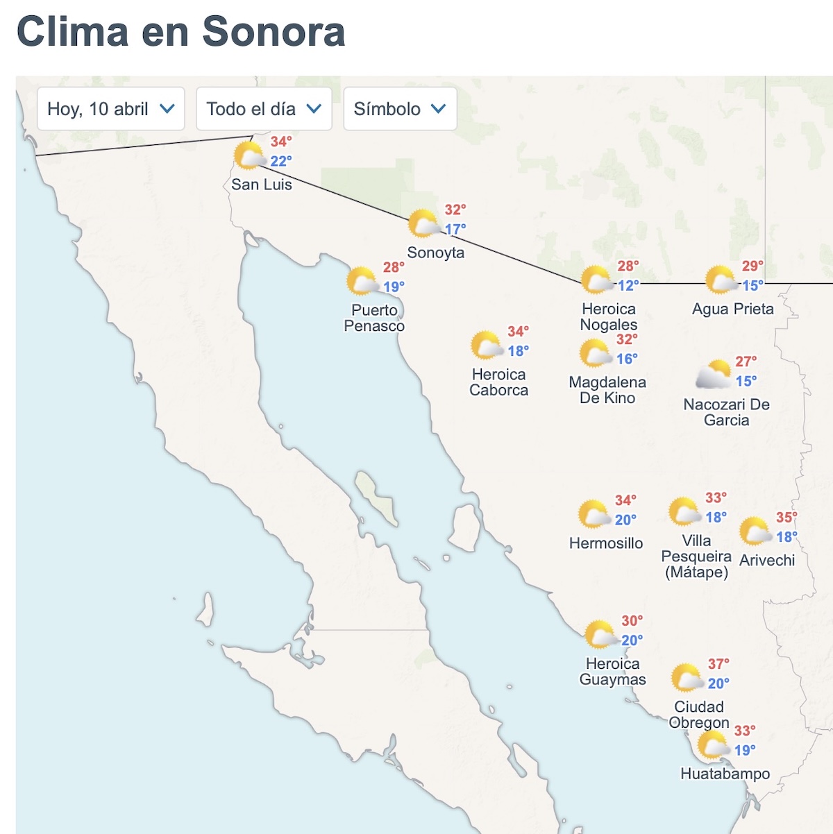 Así será el clima en Sonora este viernes