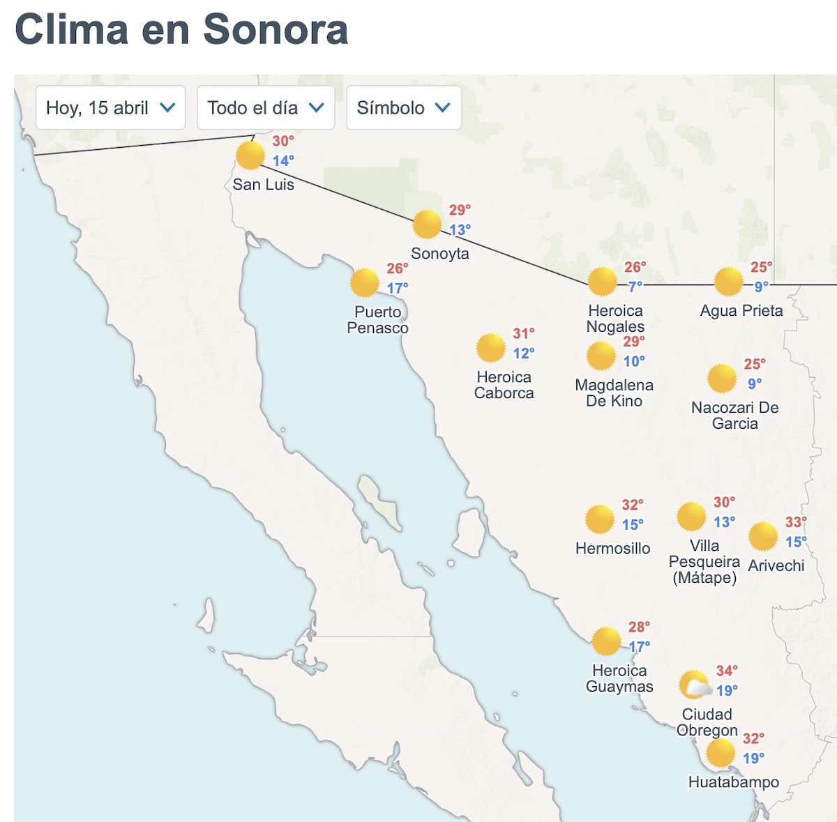 Así será el clima en Sonora este miércoles