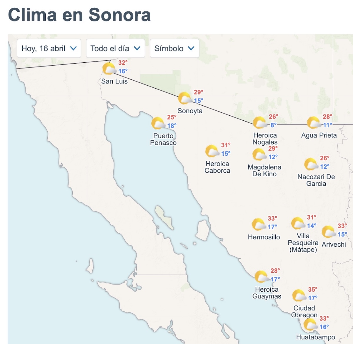Así será el clima en Sonora este jueves