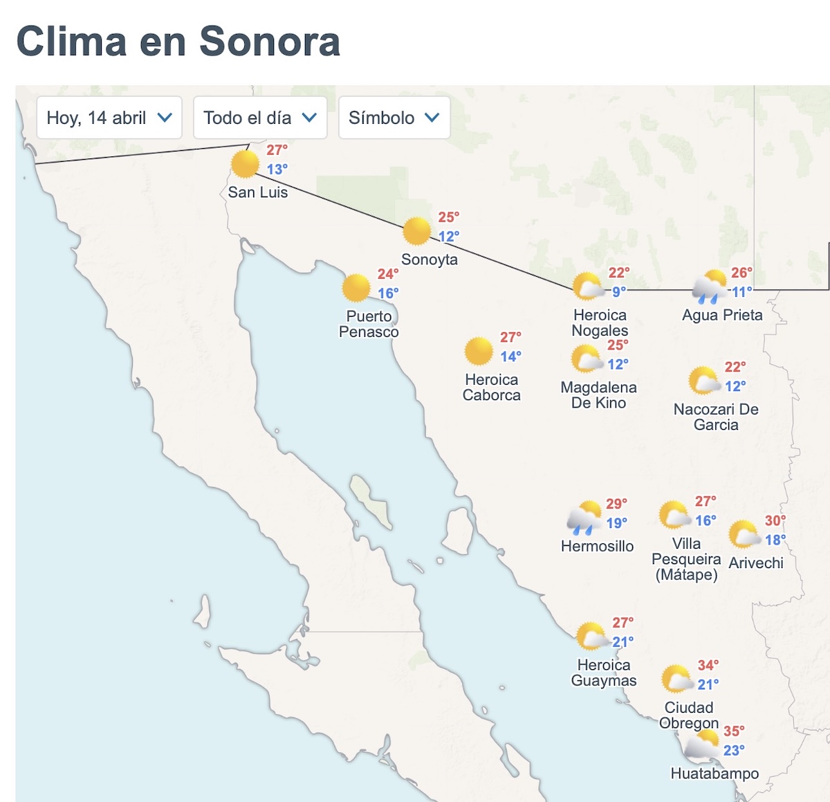 Así será el clima en Sonora este martes