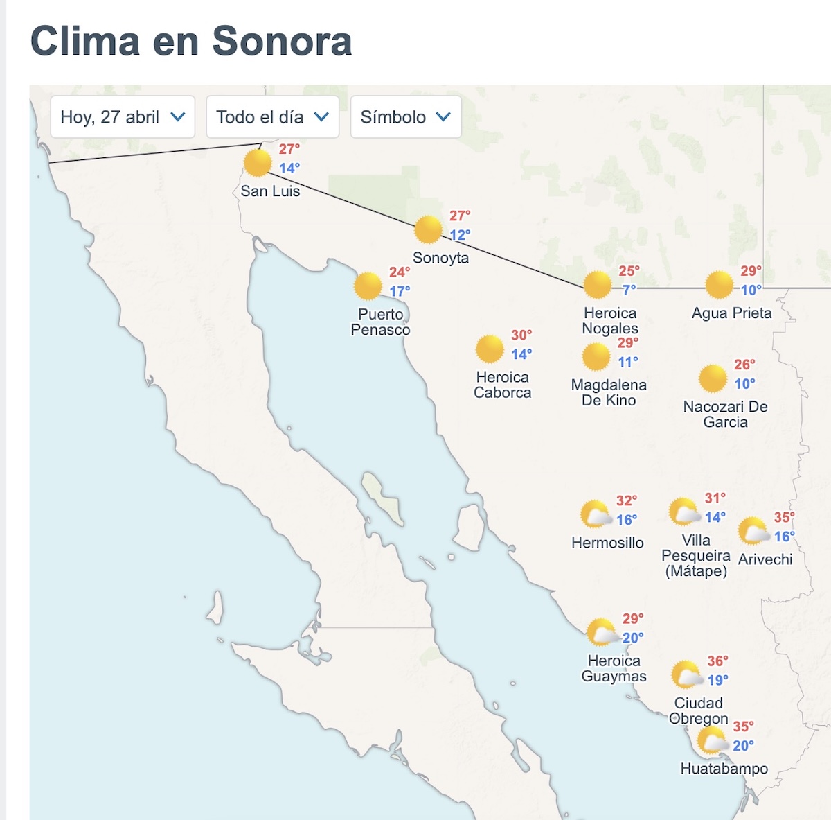 Así será el clima en Sonora este lunes