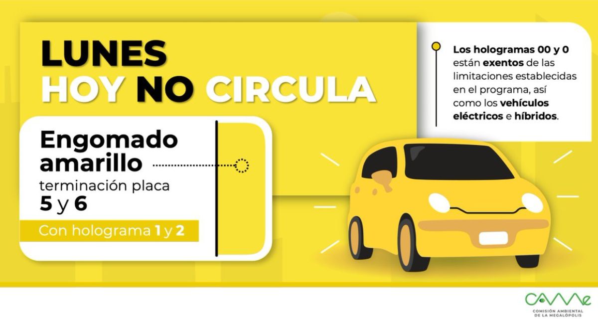 Así funciona el programa Hoy No Circula este lunes