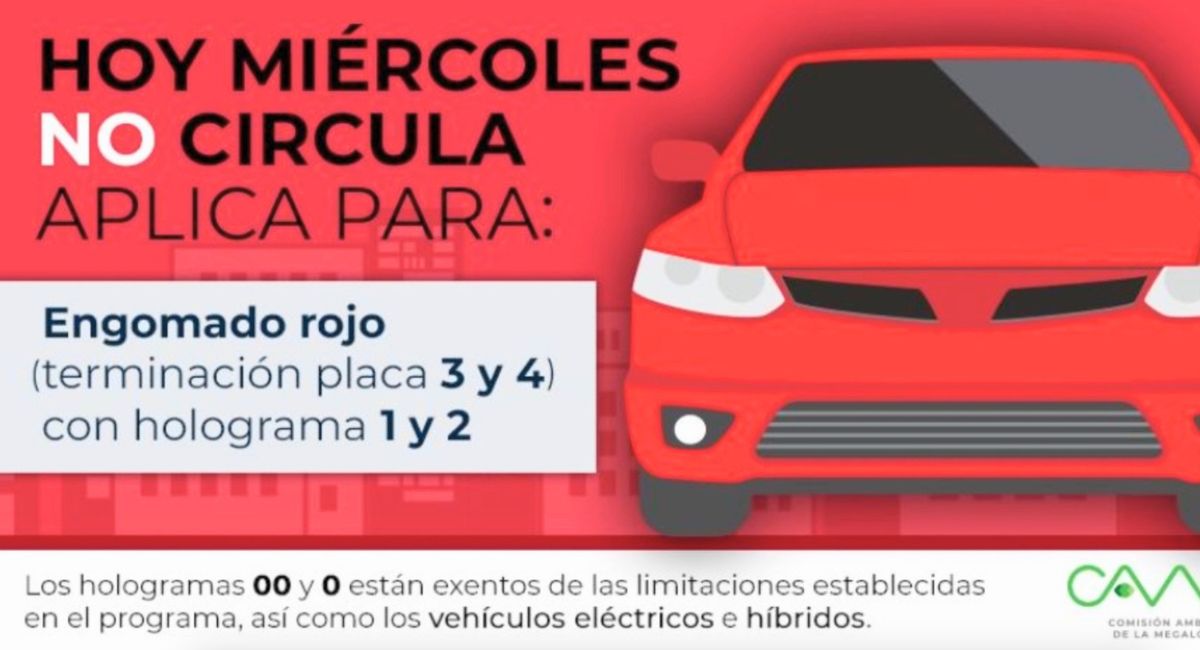 Programa Hoy No Circula de este miércoles