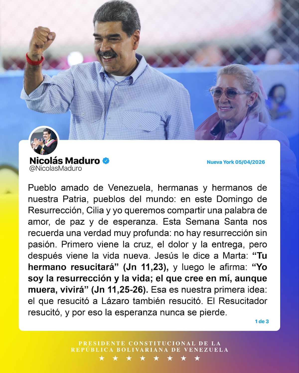 Mensaje de Maduro por el Domingo de Resurrección