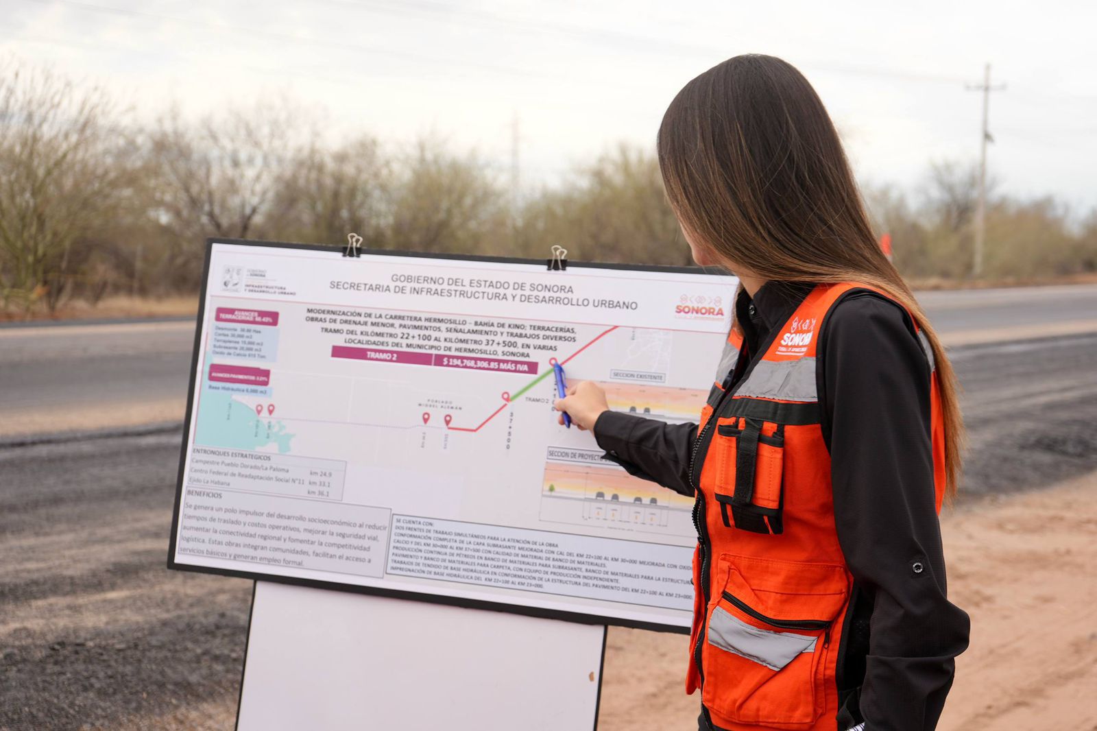 Paulina Ocaña destaca impacto económico y social de la carretera Hermosillo–Bahía de Kino