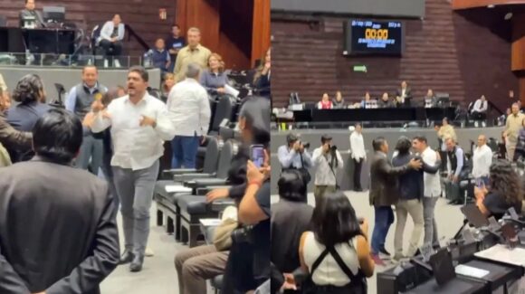 ¡Escándalo en la Cámara! Diputado de Morena reta a golpes a legislador del PRI en sesión extraordinaria