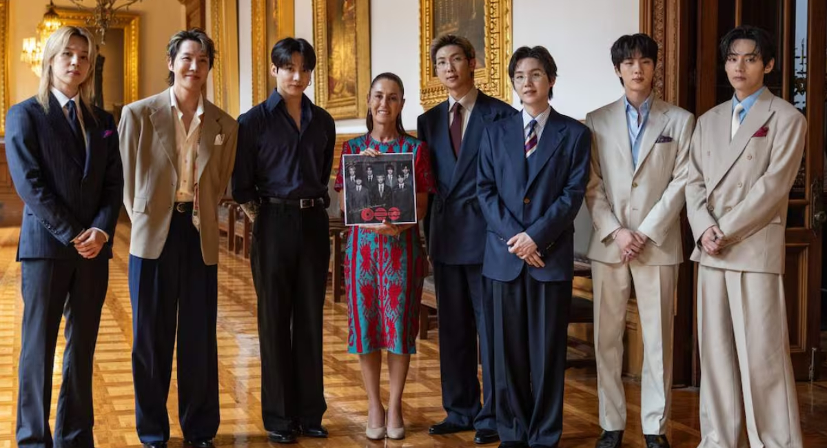 Claudia Sheinbaum reacciona al video de BTS en su visita a México y el Palacio Nacional