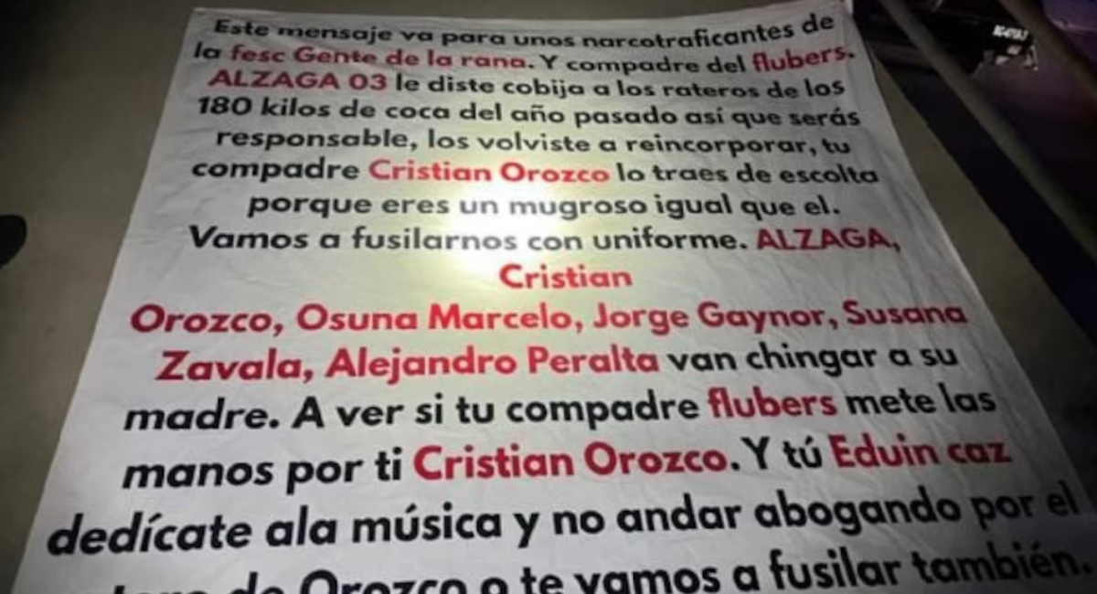 Eduin Caz es amenazado por narcomanta