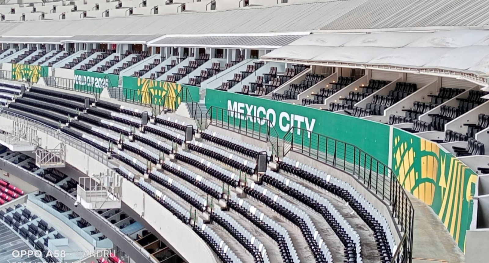 Estadio Azteca se alista con nueva imagen para partido inaugural del Mundial de Fútbol 2026.