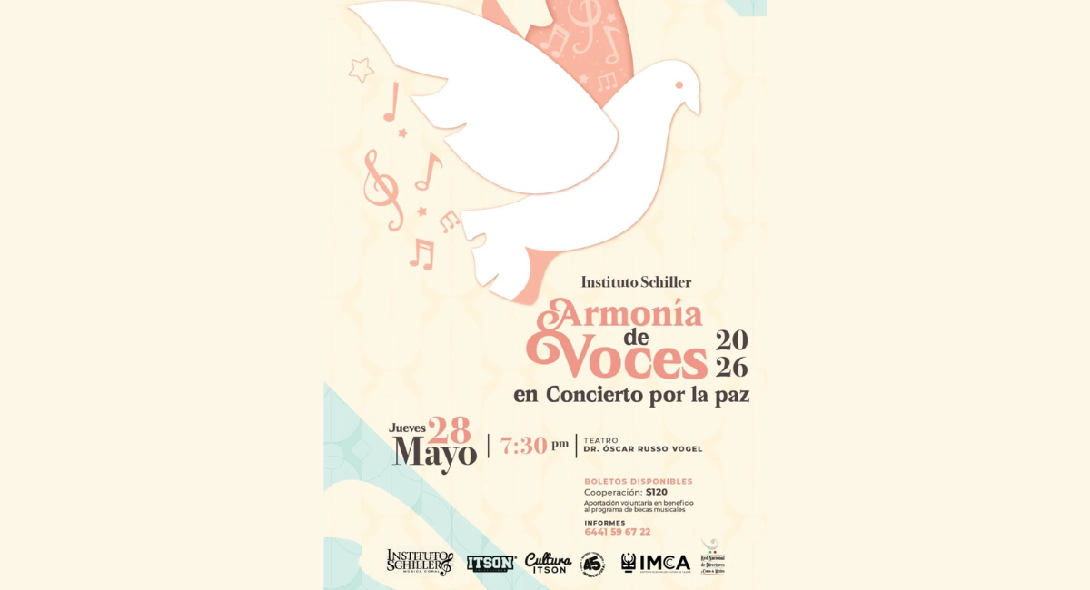 Imcca e Instituto Schiller invitan a disfrutar de 'Armonía de Voces en Concierto por la Paz'